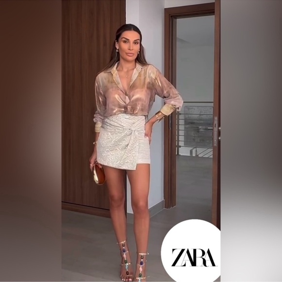 ZARA KNOTTED QUILTED SKORT - Picture 4 of 15